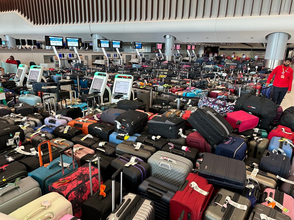 A sea of luggage at the airport