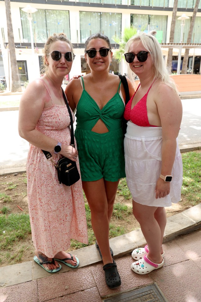 Brits visiting the island this week say they have already started to notice animosity from locals (pictured Kelly, Sally and Emma)