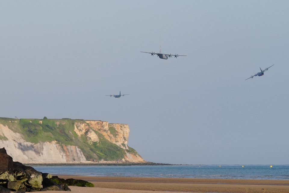 Planes fly over the beaches in Normandy for the 80th anniversary