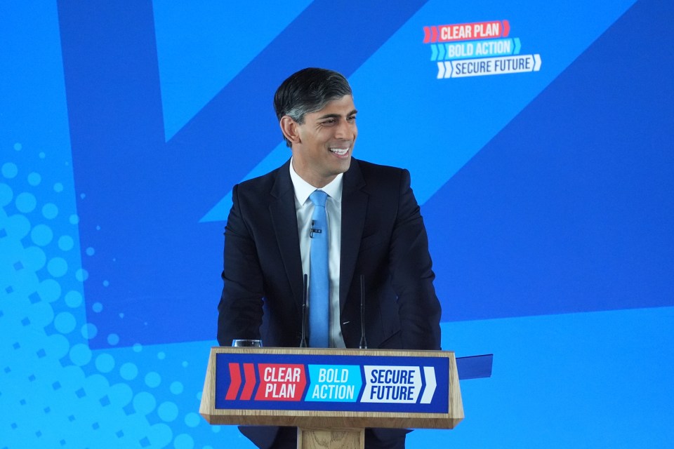 Rishi Sunak launches the Conservative Party Manifesto at Silverstone racecourse