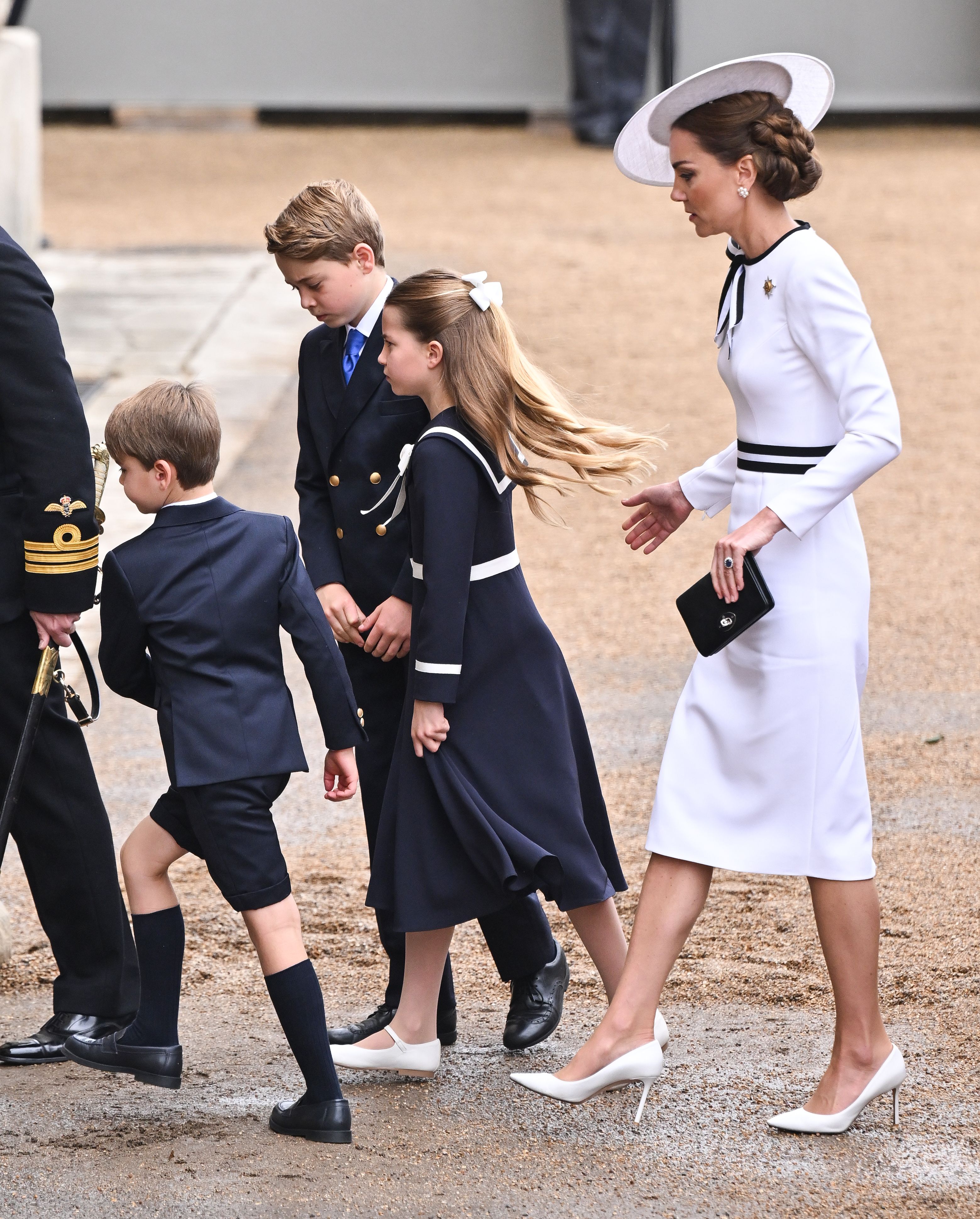 Princess Kate arrives at Trooping the Colour with George, Charlotte and Louis