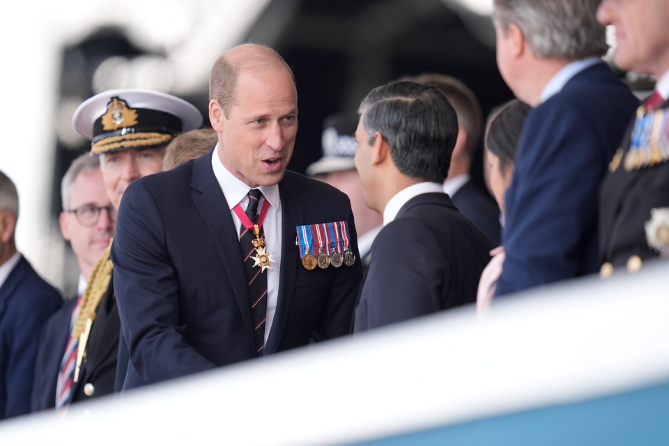 Wills shook PM Rishi Sunak's hand as he arrived at D-Day commemorations