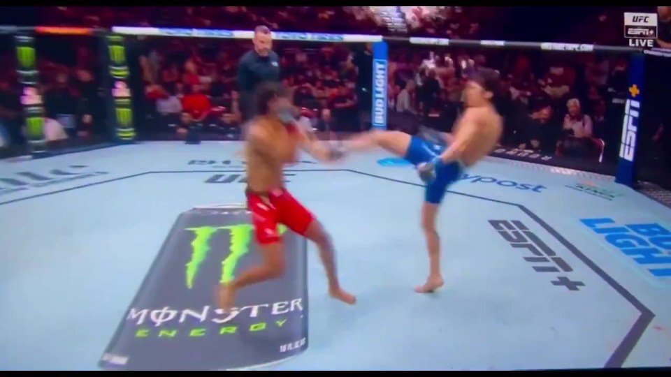 Turcios immediately attempted a head kick after the refusal to touch gloves