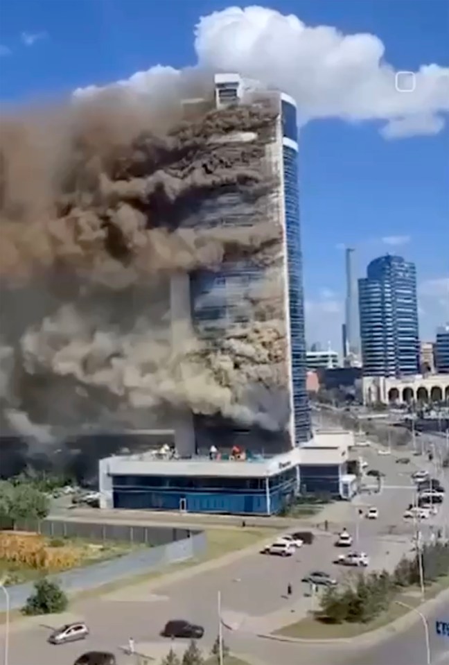 It is understood the fire started on the top floor of the giant tower