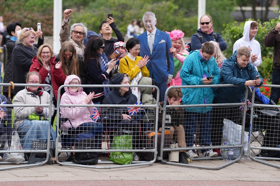 Fans held a cardboard cutout of King Charles at Trooping the Colour