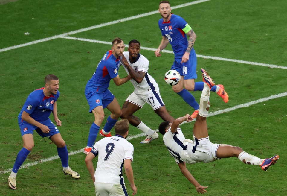 Jude Bellingham's overhead kick rescued England against the Slovaks