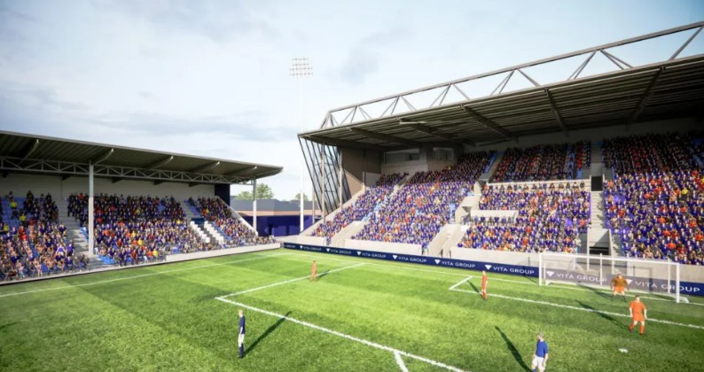 Stockport hope to demolish and rebuild the east stand to raise the capacity to 18,000