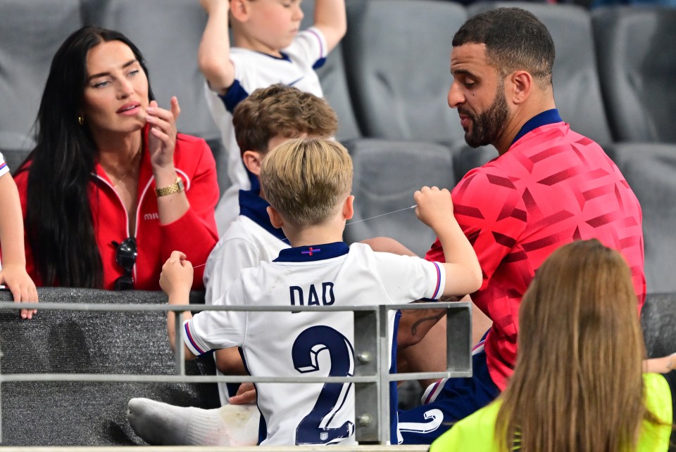 Kyle Walker with wife Annie and their children after England’s 1-1 draw with Denmark