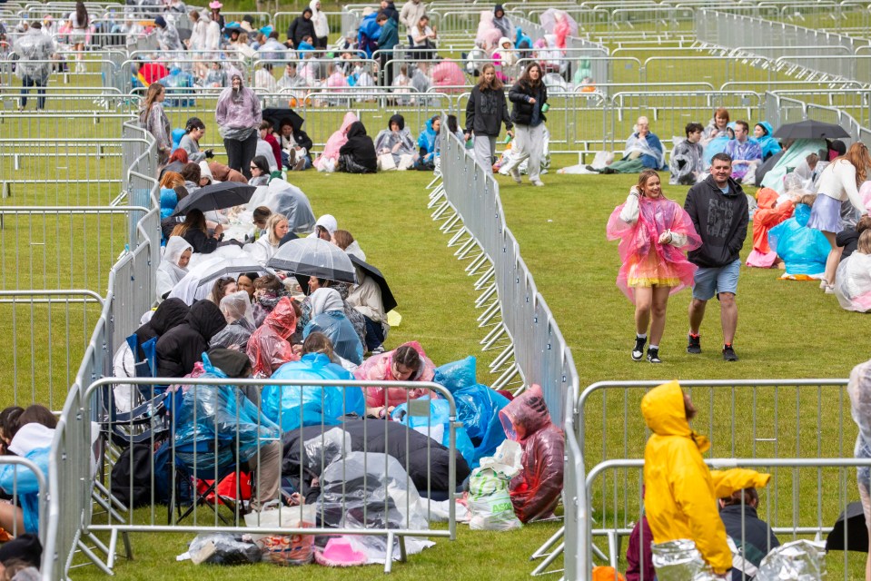 Fans camped out in the rain to be sure of a great view of the singer