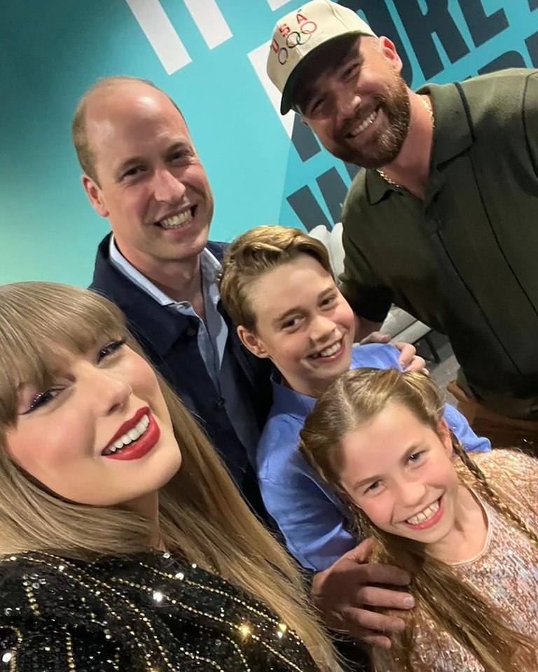 Travis and Swift posed for a photo with The Prince of Wales and his kids, Prince George and Prince Charlotte, backstage at the concert