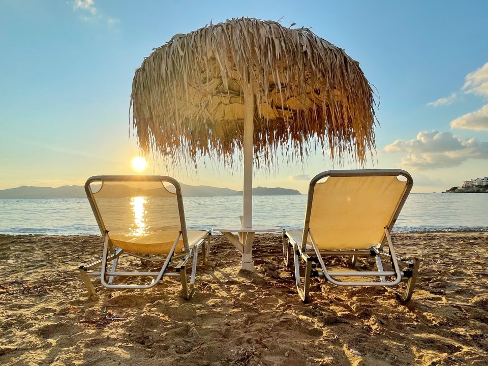 Relax as the sun sets on Skala beach