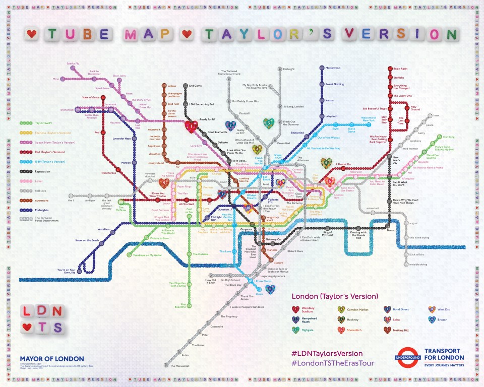 The Mayor of London rebranded the Tube map with Taylor Swift songs