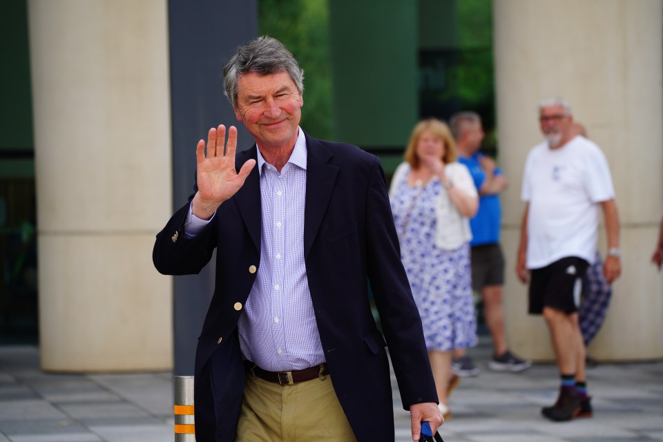 Vice Admiral Sir Tim Laurence leaves Southmead Hospital after visiting his wife on Tuesday