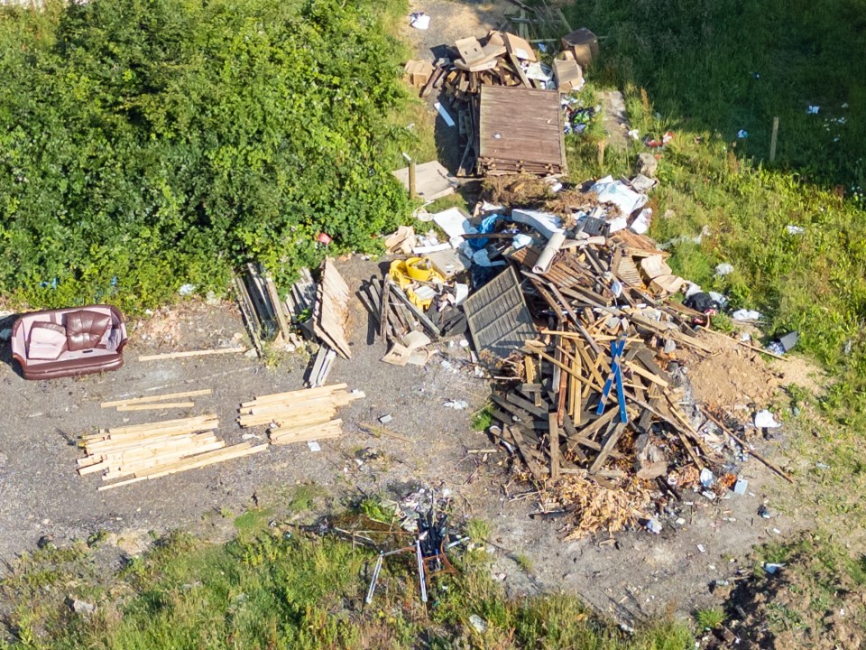 Unwanted sofas and wardrobes lay abandoned throughout the Mucky Mansion