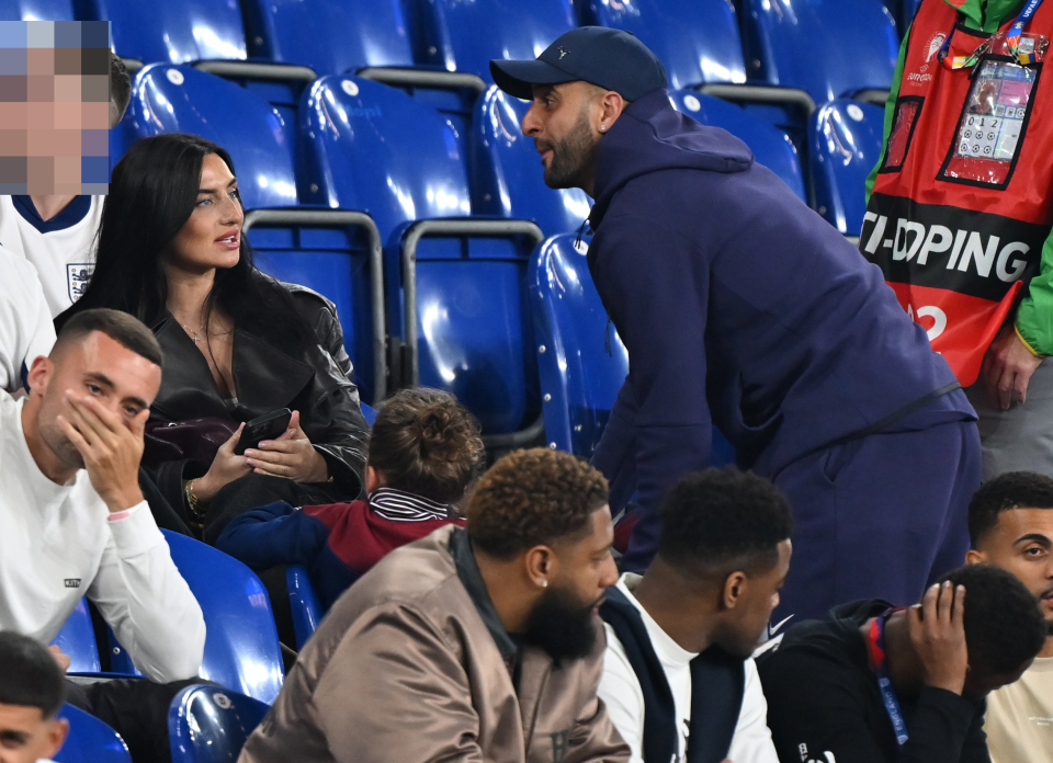 Kyle Walker and wife Annie Kilner celebrated in the stands with their kids