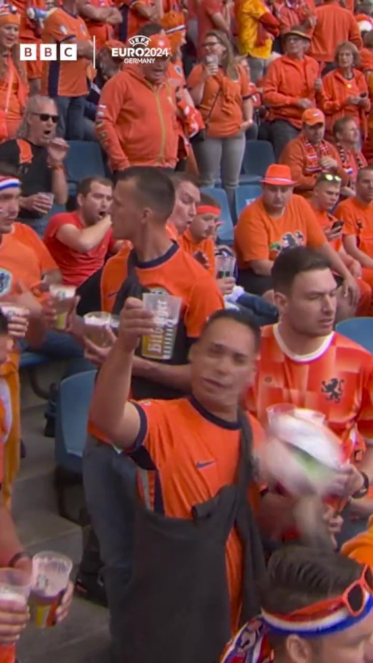 A Dutch fan was hit by a stray football