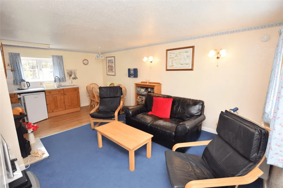 The holiday cottage has an open-plan kitchen and living area