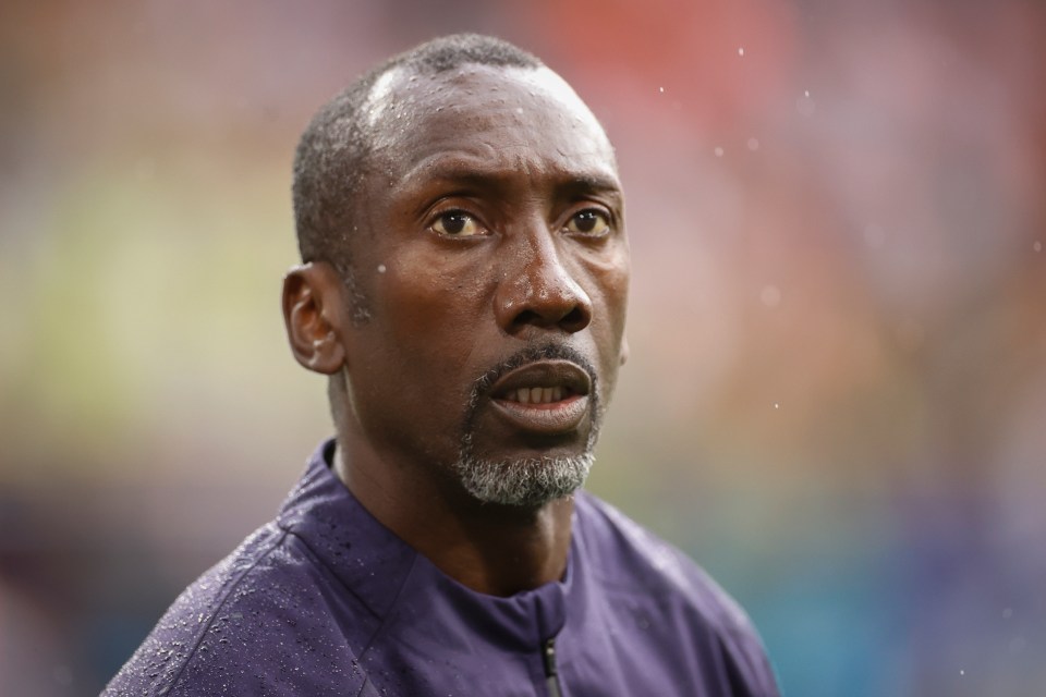 Jimmy Floyd Hasselbaink is a key fixture in the England dugout