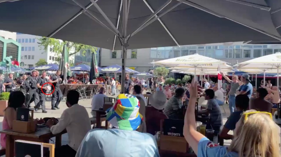 People took part in the fun and supported their fellow England supporters by booing German cops