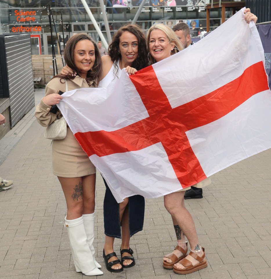 A trio of England fans in Newcastle city centre