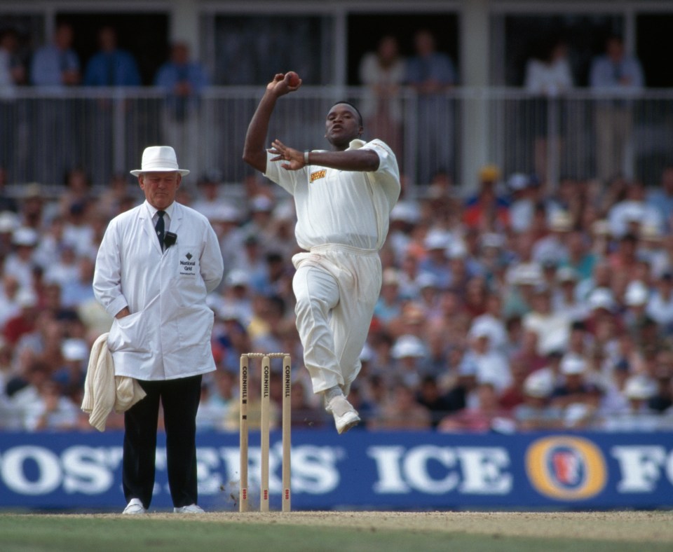 Ken umpiring as Devon Malcolm bowls for England during the 3rd Test match between England and South Africa at The Oval in 1994