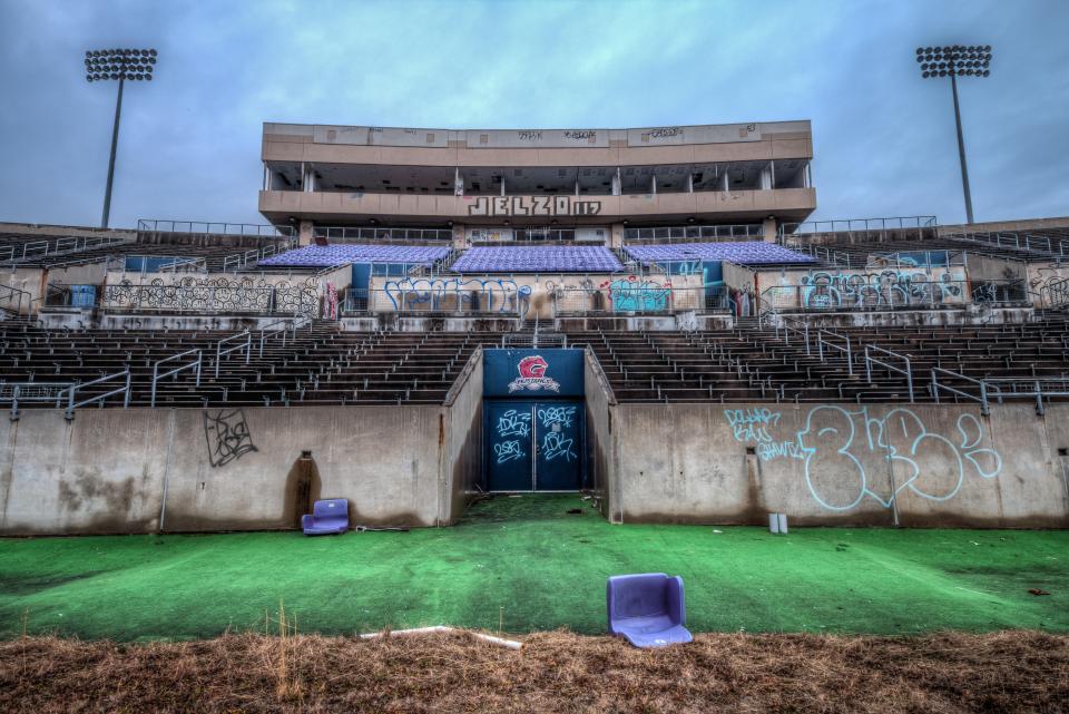 The Alonzo Herndon Stadium in Atlanta, GA, USA has been left in a state of ruin