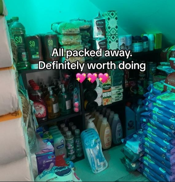 She showed her home piled high with discounted products