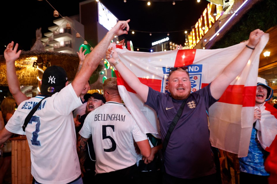 Fans gathered outside bars in the island to celebrate England's win