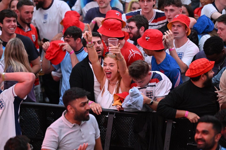 England fans celebrated Kane’s penalty in London’s Boxpark