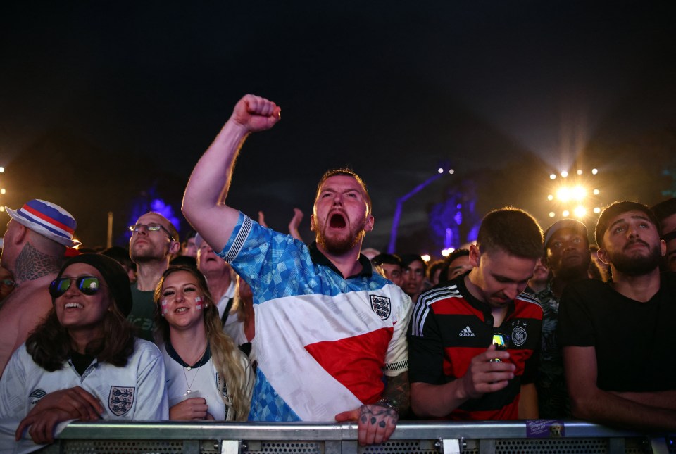 A fan celebrates in Berlin