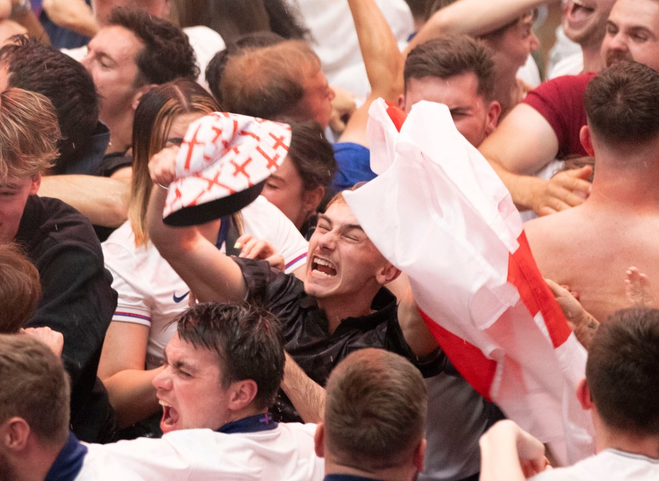 England fans went crazy at Boxpark Wembley when England scored two late goals against Slovakia on Sunday