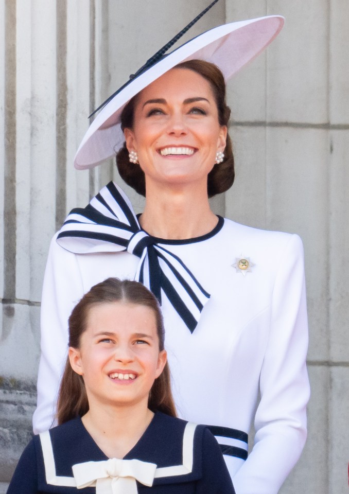 Kate added stripes to a white dress at Trooping the Colour this year.