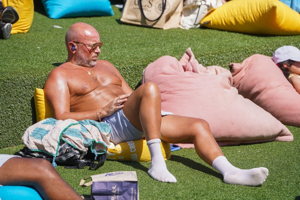 Sunbathers near King's Cross in London