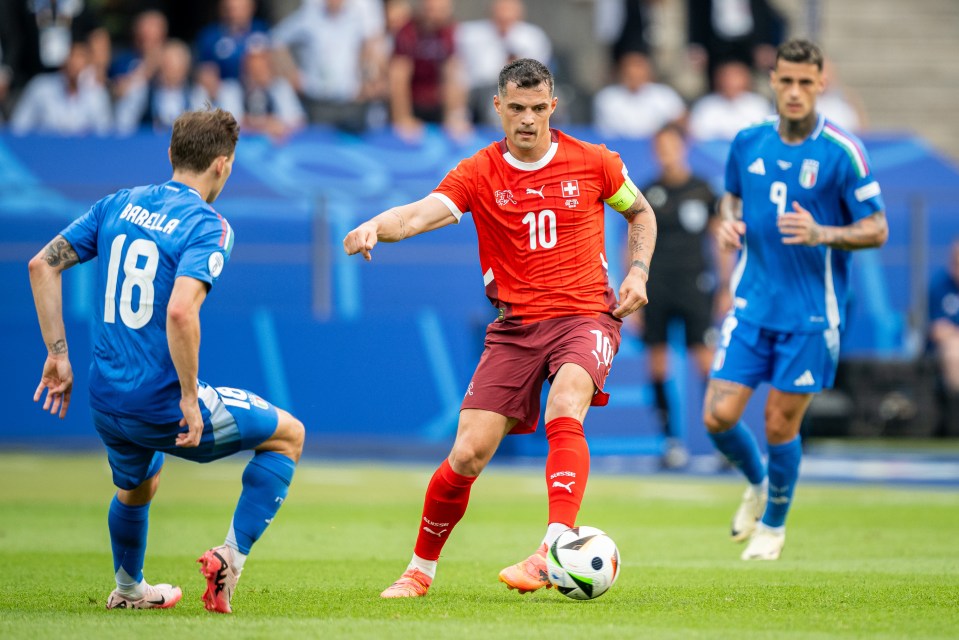 Granit Xhaka could miss Switzerland's quarter-final tie against England