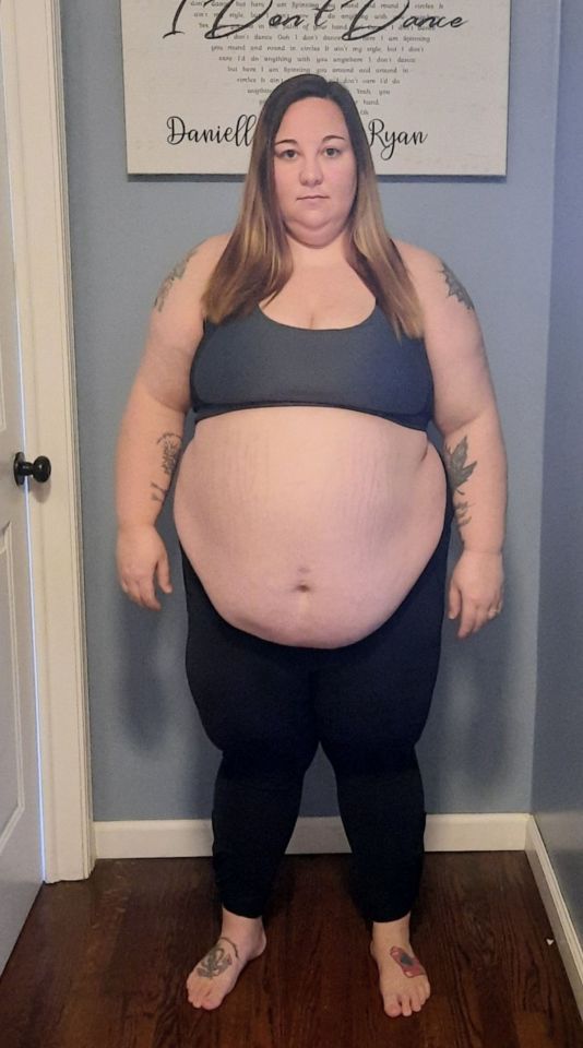 Danielle Hutchinson, 32, weighed 325lbs before loosing 200lbs - over half her body weight