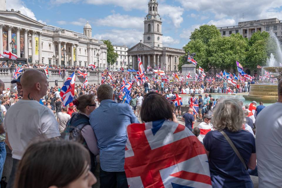 The rally at Parliament Square in London, July 27