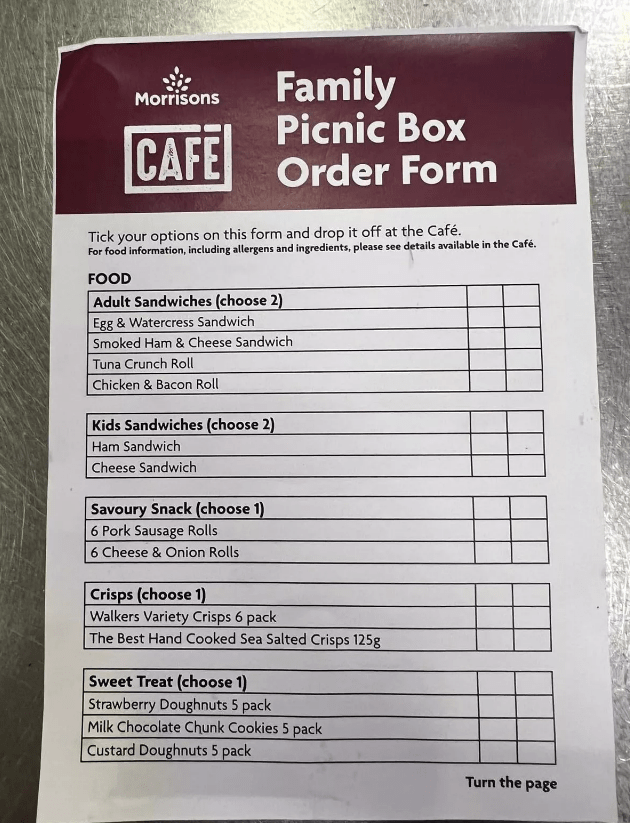 To order the box, you simply head to a Morrisons cafe and fill out a form