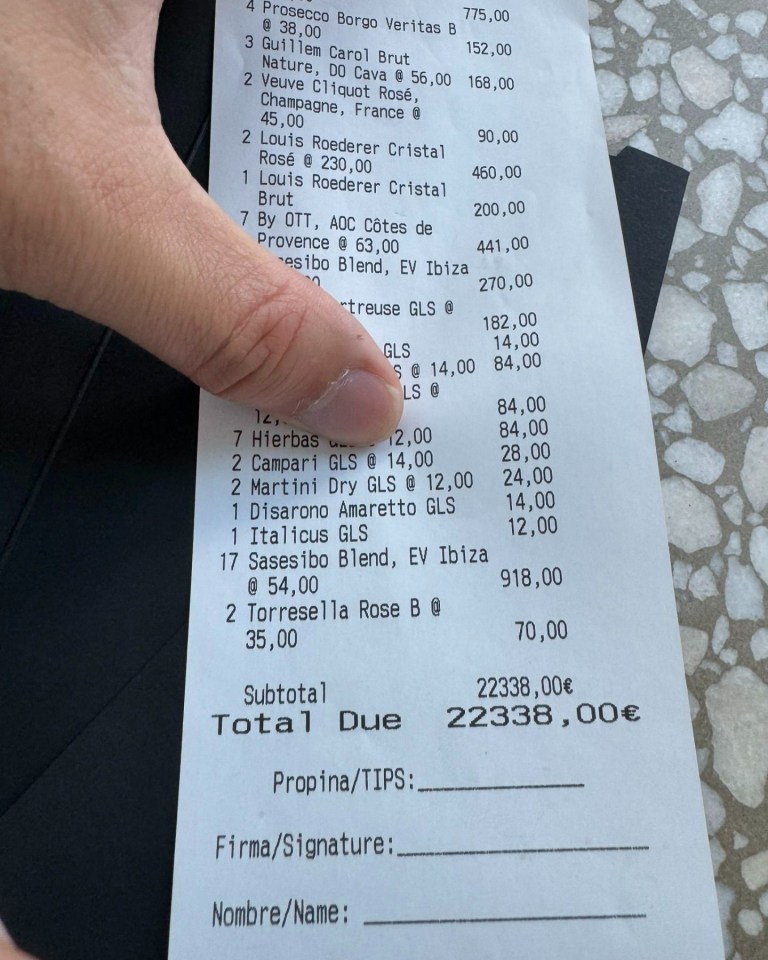 Jax posted a picture of his bar tab