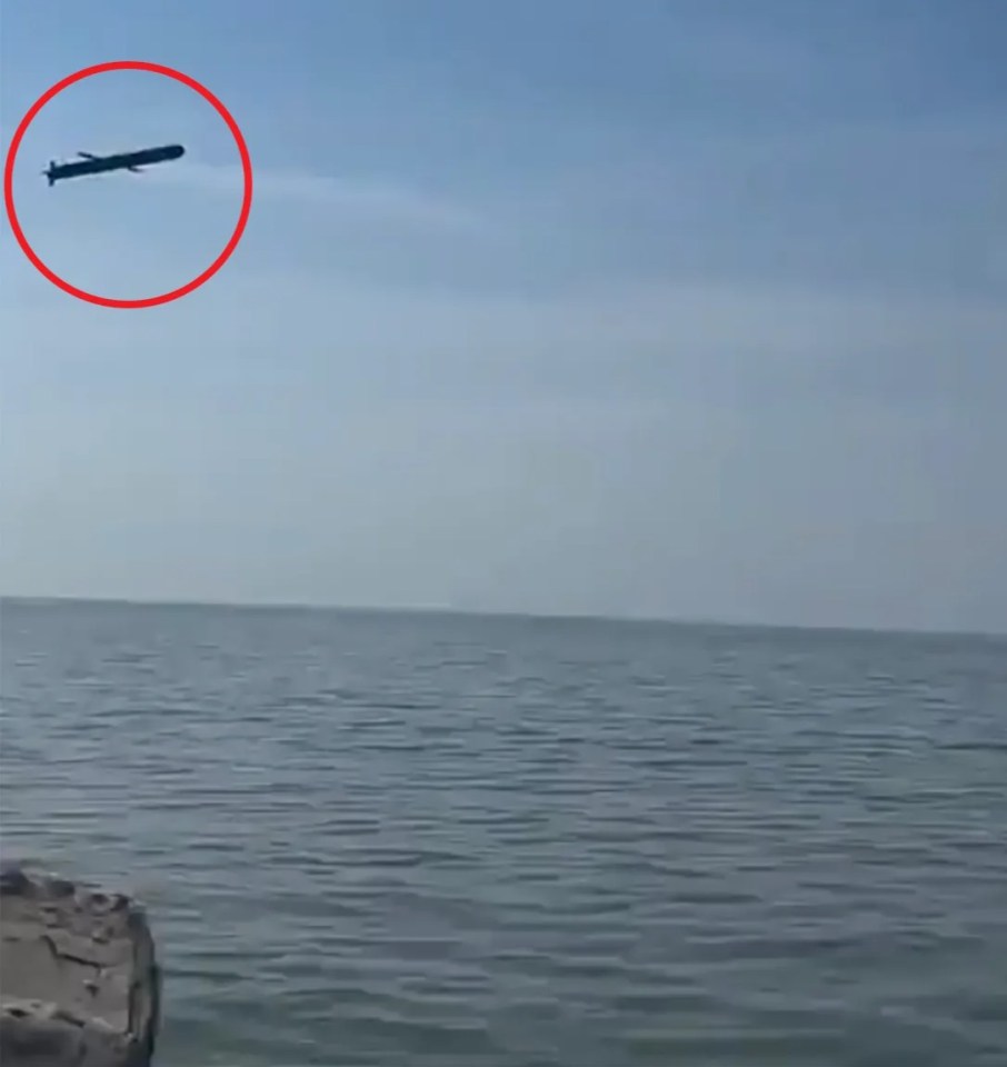 Kalibr missiles were seen zooming past fishermen across the Caspian sea