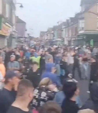 Hundreds gathered in the streets of the town