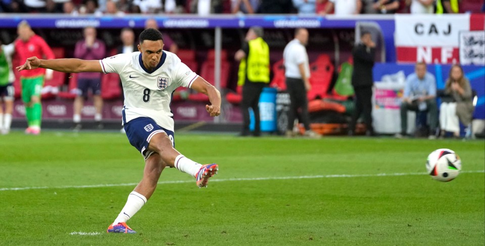 England’s Trent Alexander-Arnold scored the winning penalty kick against Switzerland