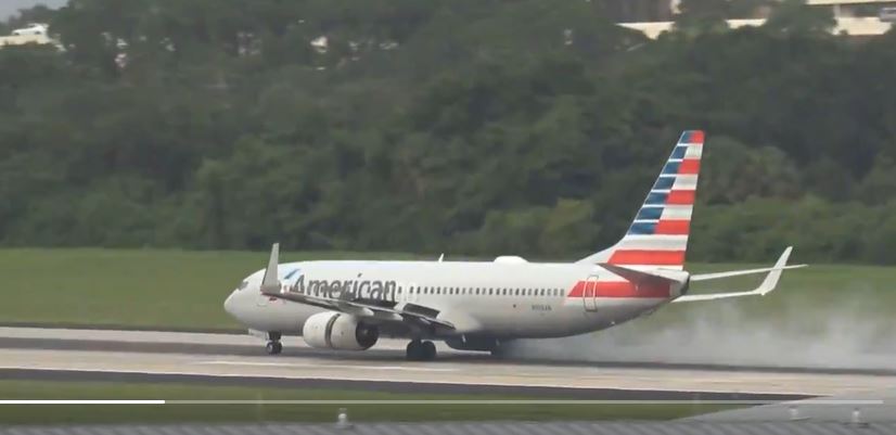 Another mishap saw a 737's wheels blow out on a runway at Tampa International Airport after a tyre burst