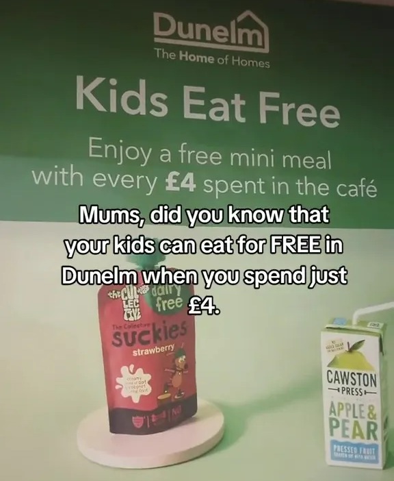 You can get a free mini meal with every £4 spent in the cafe