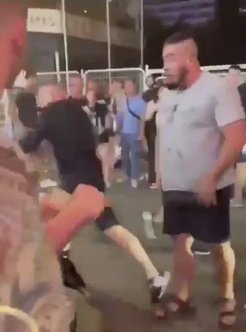 The brute of a man ended up whacking several England supporters