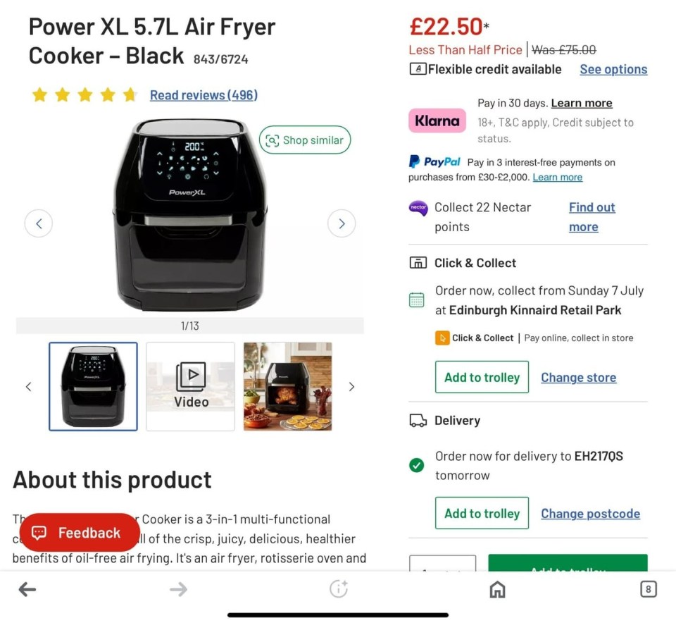 Shoppers are racing to Argos for an XL Air Fryer reduced from £75