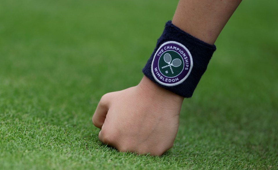 epa11451014 Close-up shows the wrist sweatband of a ball boy on the first day of play at the Wimbledon Championships, Wimbledon, Britain, 01 July 2024. EPA/NEIL HALL EDITORIAL USE ONLY