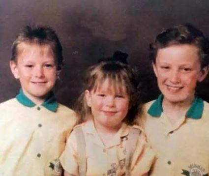 Kevin pictured with his siblings as a child