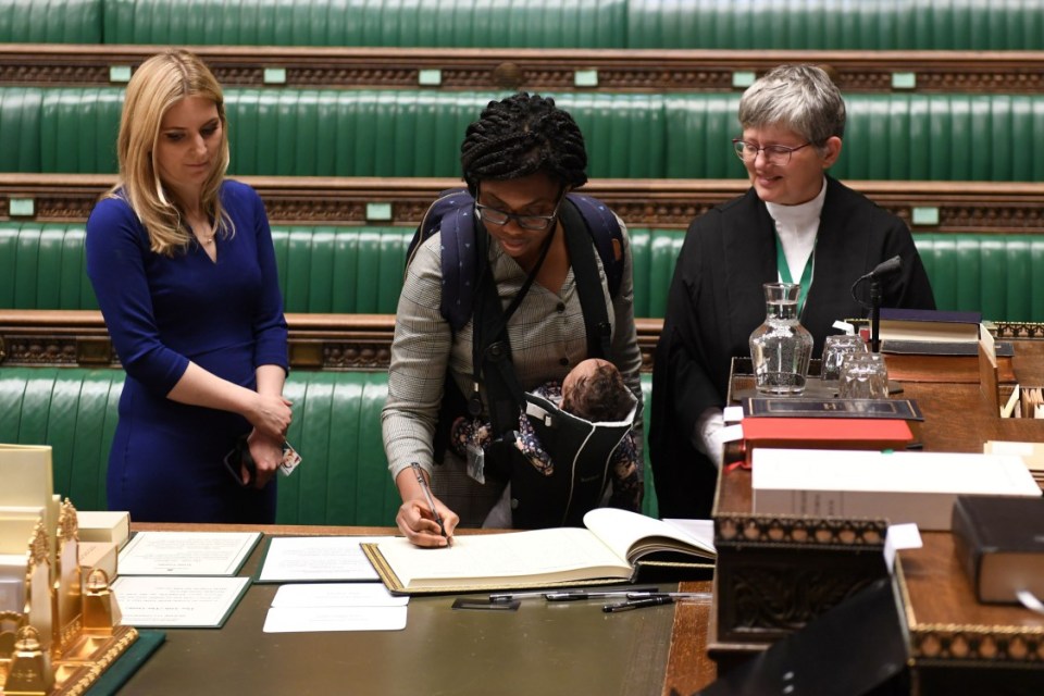 Kemi Badenoch, and her baby, as she is sworn in as an MP in the House of Commons