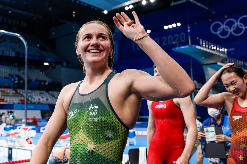 Australia's Ariarne Titmus exiting the pool after winning the Women’s 400m Freestyle gold medal at the Tokyo 2020 Olympic Games