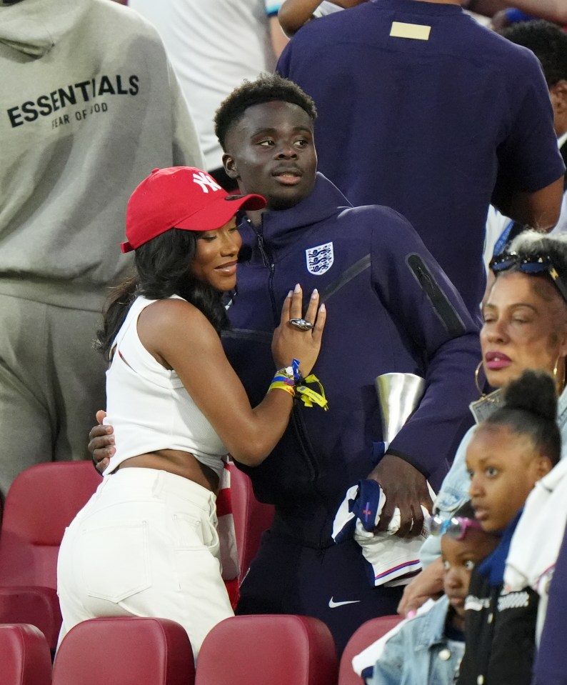 Bukayo Saka celebrated England's win with girlfriend Tolami Benson